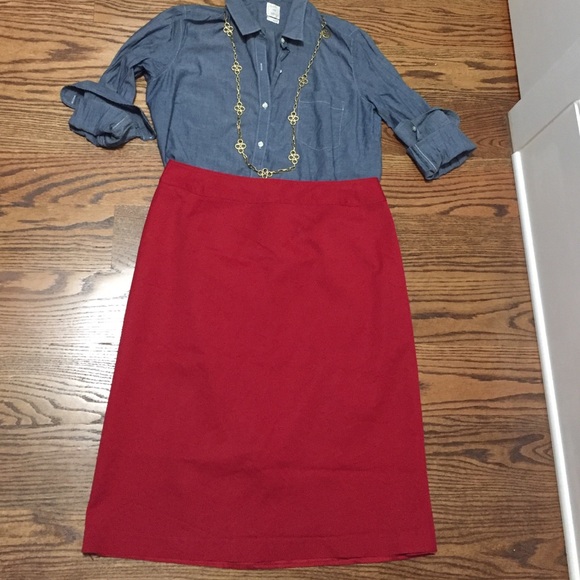 J Crew Red Pencil Skirt