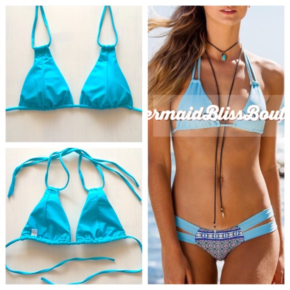 🐚SALE S TOP- Blue Strappy String Brazilian Bikini - Picture 2 of 4