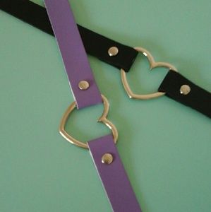 Snap Heart Collar Choker pastel purple and black