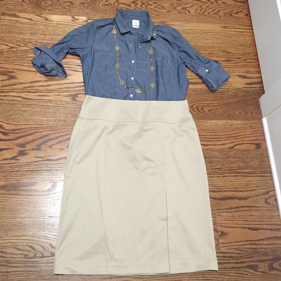 Banana Republic Khaki Cream Pencil Skirt