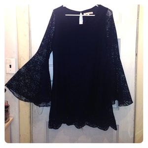 Navy Blue Bell Sleeve Dress XL