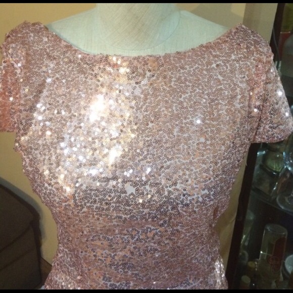 Rose gold long cocktail dress