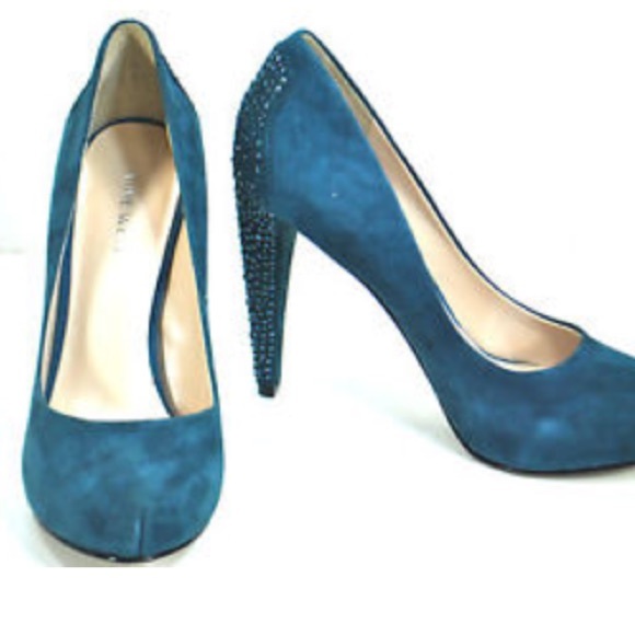 Nine West Green Teal Pump 7.5M  Blue Rhinestone 😍