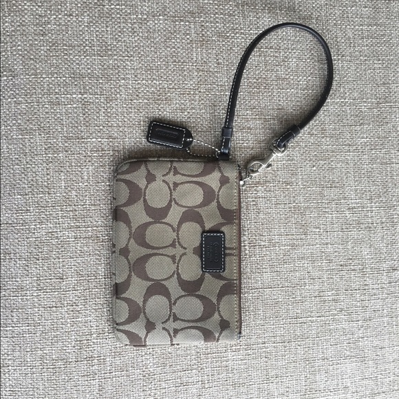 Coach Wristlet in Brown Signature Print