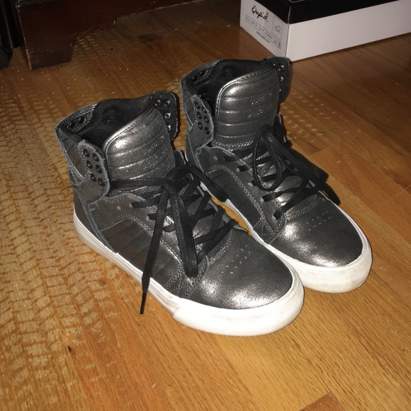 Metallic Silver Supra HiTops