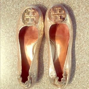 Tory Burch gold Reva flats