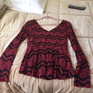 Black and red lace top large