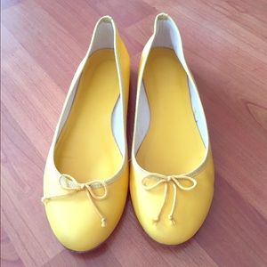 J. Crew leather ballet flats in sunflower yellow
