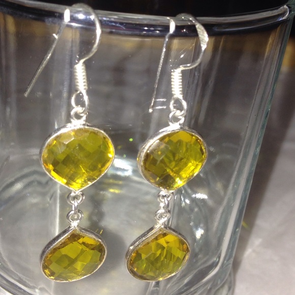 💯% 925 Sterling silver citrine gemstone  earrings