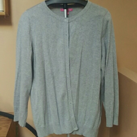 Grey Woman Within crew neck cardigan