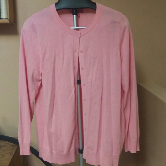 Pink Woman Within crew neck cardigan