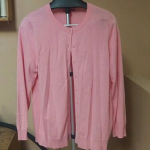 Pink Woman Within crew neck cardigan