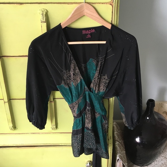 Anthropologie silk wrap top