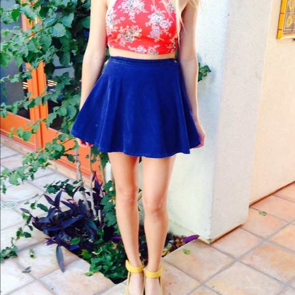 American Apparel Blue, corduroy Skater Skirt