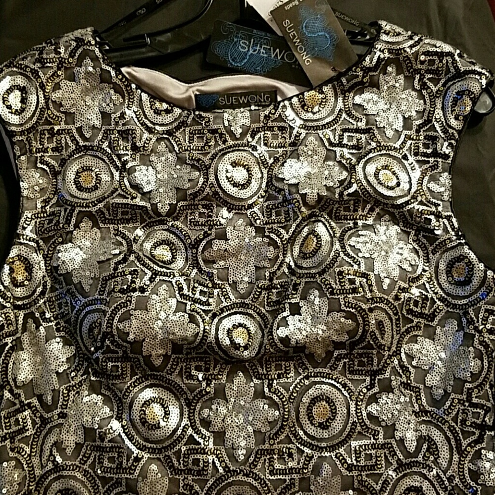 SOLD NWT Sue Wong Formal Cocktail Sequin Dress - Picture 4 of 8