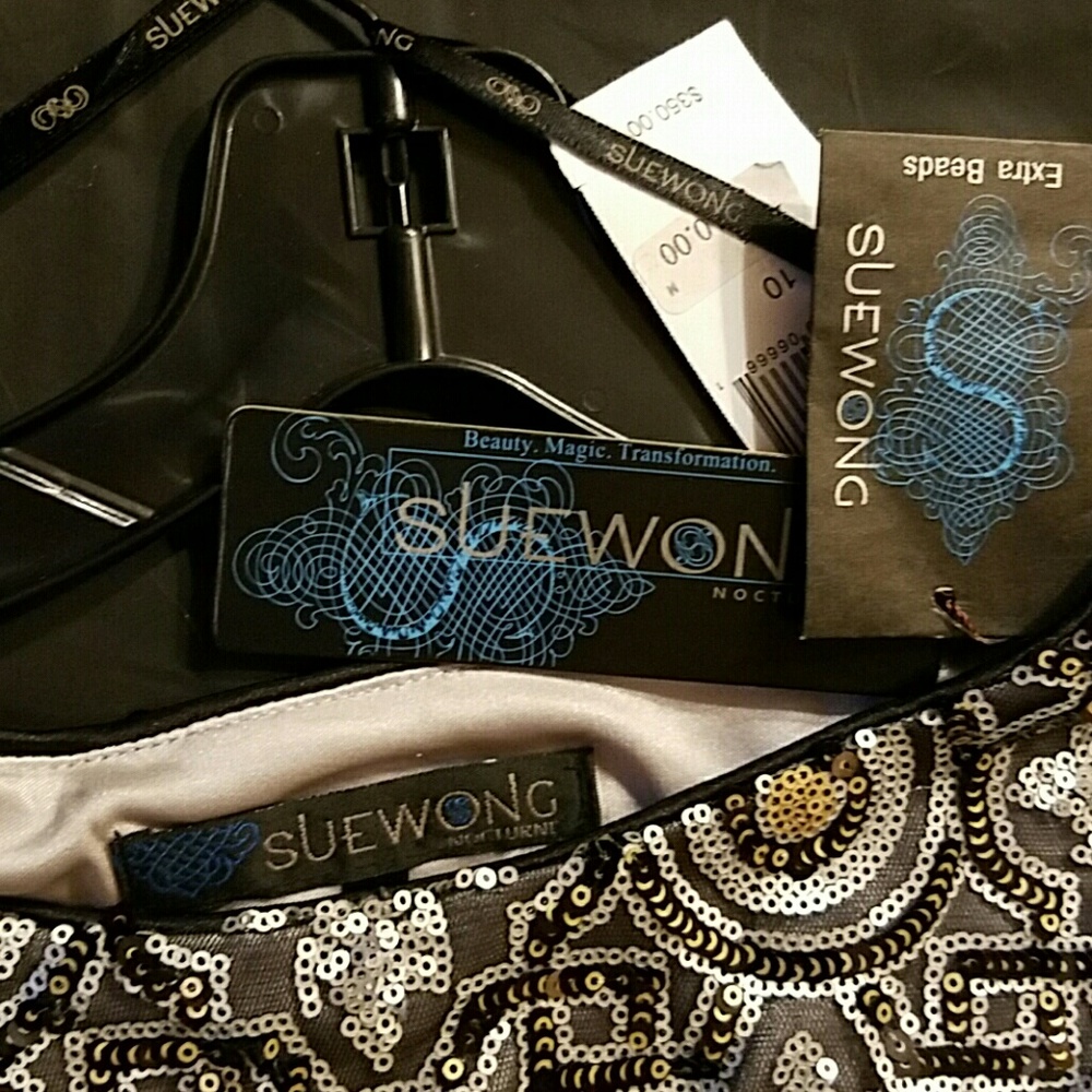 SOLD NWT Sue Wong Formal Cocktail Sequin Dress - Picture 5 of 8
