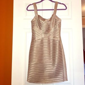 BCBG Champagne Colored Bandage Cocktail Dress