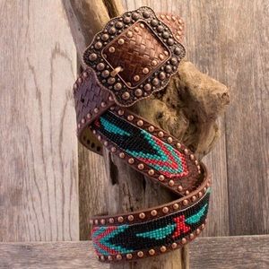 Brown Palomar Beaded Belt