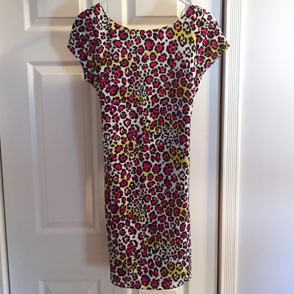 Pink and yellow leopard print dress