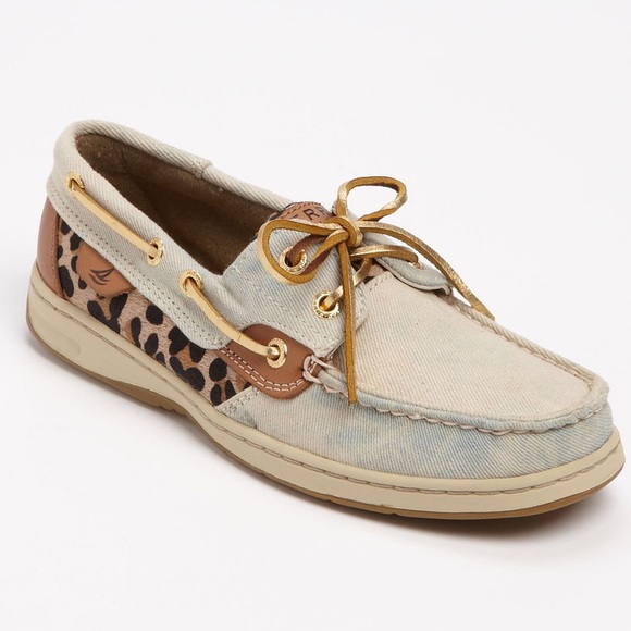 Sperry Bluefish Denim Leopard Boat Shoe