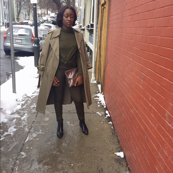 Army green trench coat