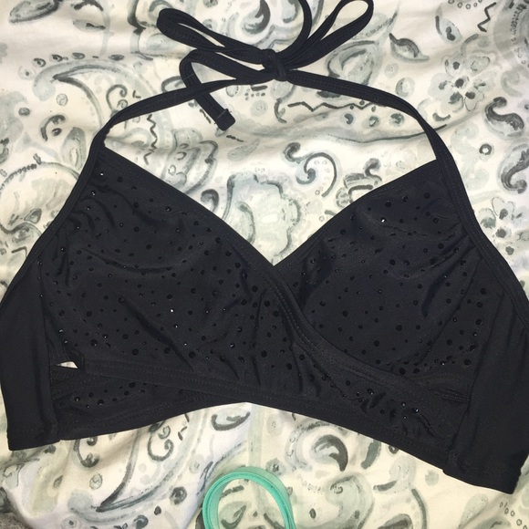 Black wrap w/ rhinestones bathing suit - Picture 1 of 4