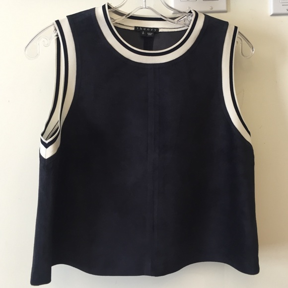 Gorgeous blue suede cropped tank from Theory, NWOT