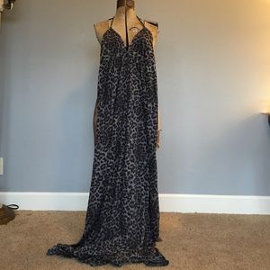 Rebecca Taylor halter maxi dress leopard print