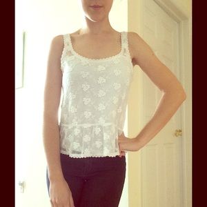 White Floral Lace Fashion Top
