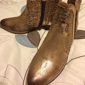 Metallic gold ankle boots