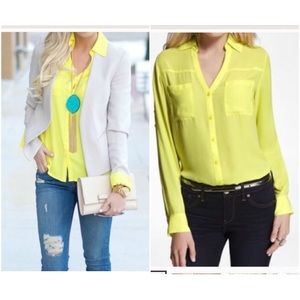 Neon Yellow EXPRESS Portofino Convertible Blouse