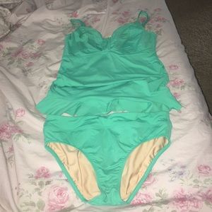 Mint green lands end tankini
