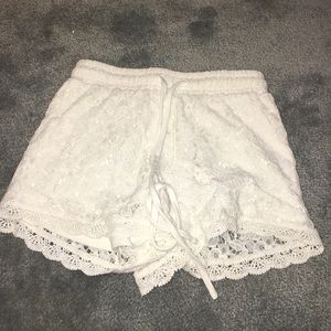 White lace shorts
