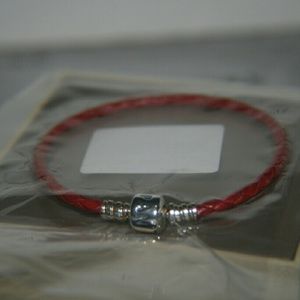 New Pandora Red Single Leather Bracelet