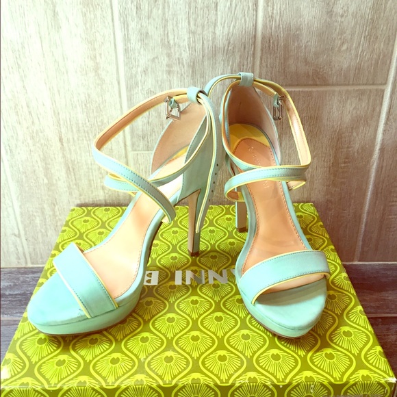 Mint and lime ankle wrap heels