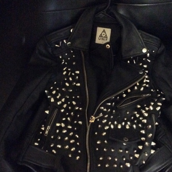 Dope Unif brand spiked vegan leather jacket