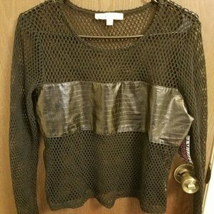 Sexy, Black, mesh and faux leather top