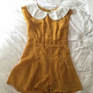 Peter Pan Collar Polka Dot Romper