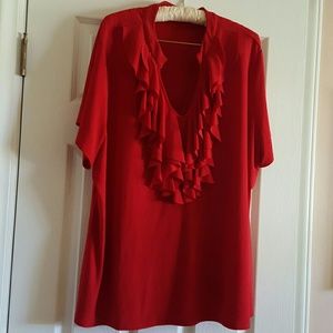 Short-sleeved Red 26W Plus Sized Blouse