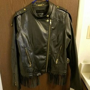 Beautiful, black, faux leather moto jacket