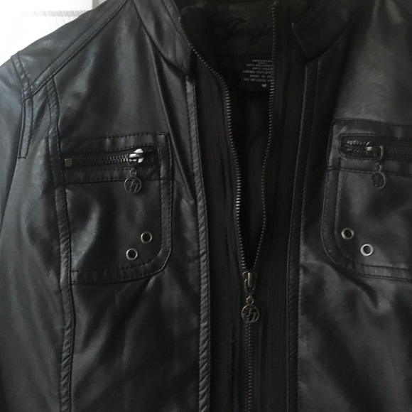 Jou Jou Black Vegan Leather Jacket - Picture 2 of 4