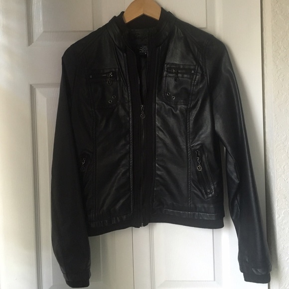Jou Jou Black Vegan Leather Jacket - Picture 3 of 4