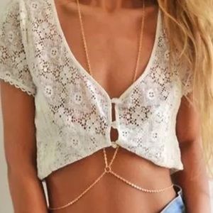 Bikini Gold Link Beach Crossover Necklace