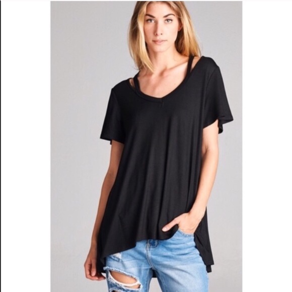 🆕 V Neck Strappy T-Shirt - Picture 3 of 4