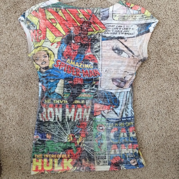 Marvel Comic V-Neck Shirt! - Picture 3 of 3