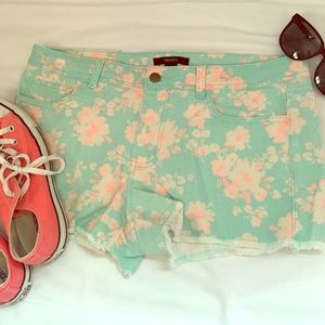 Forever 21 Blue and Pink Floral Shorts