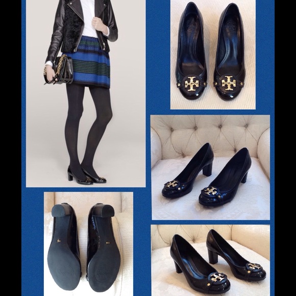TORY BURCH 'Aaden' Black Patent Pumps