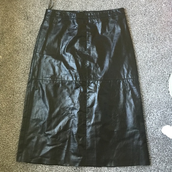 Black Leather A-line skirt. Size 8
