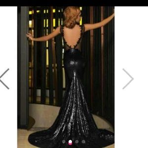 NWT Fully sequined black lace prom pageant gown