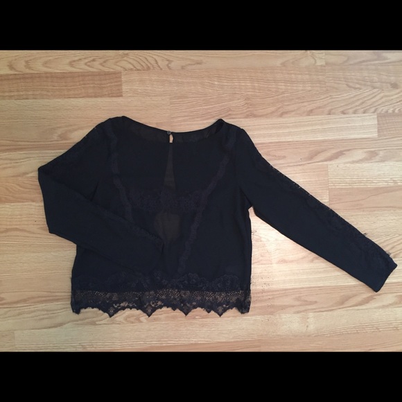 H&M Sheer Lace Edged Blouse